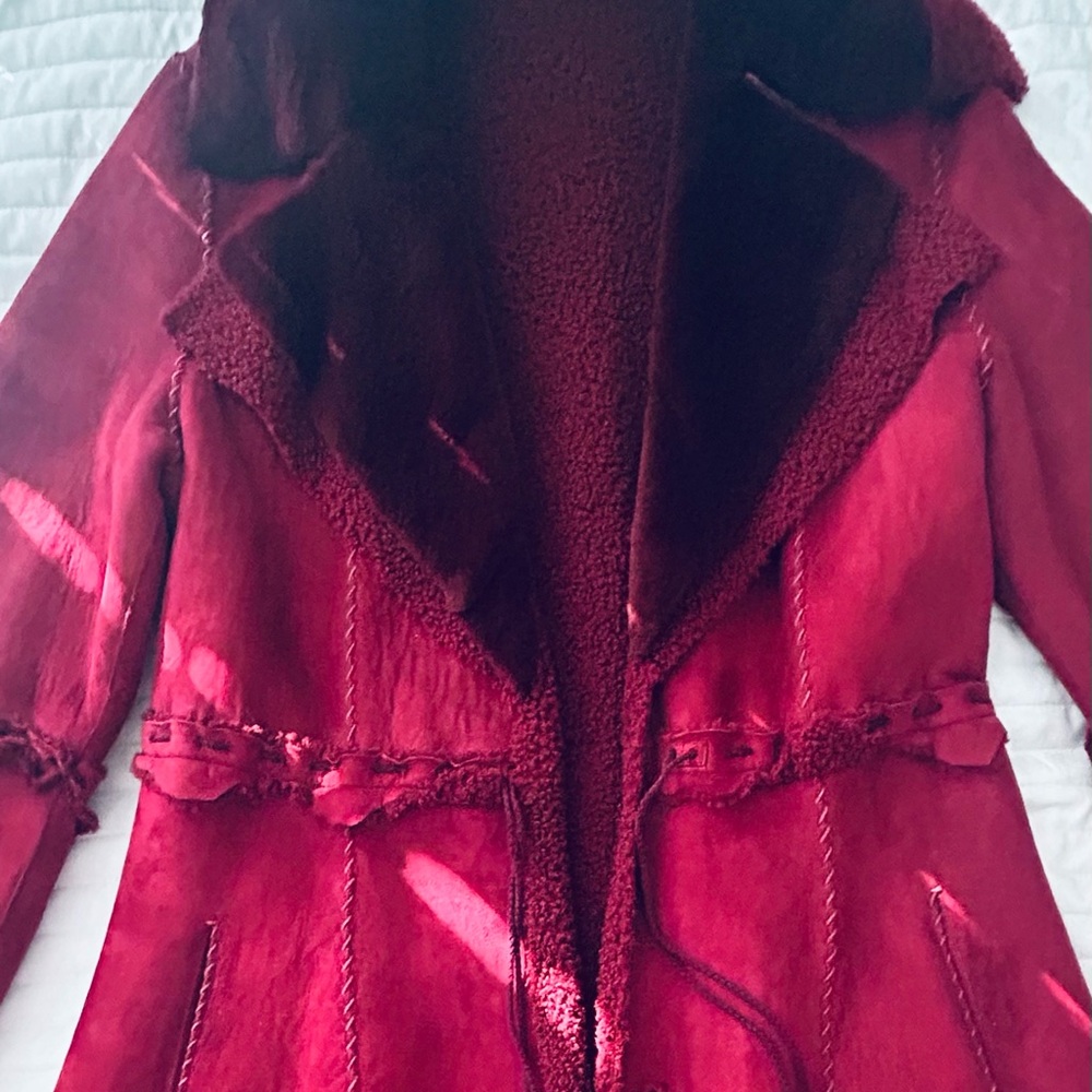 Stunning Dennis Basso Deep Red Shearling and sheared  Mink coat